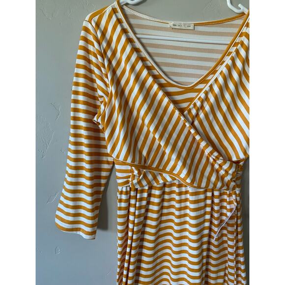 NWT Large Reb. in J. Mustard and Ivory Striped Midi Dress - Picture 3 of 7